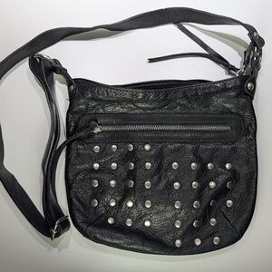 Maurizio Taiuti Black Leather Bag With Grommet Details